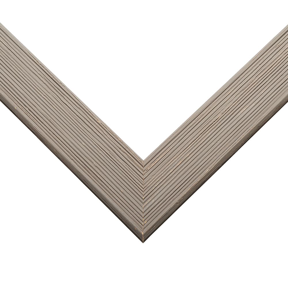 Barnwood Gray Picture Frame corner detail showing distinctive ribbed texture with sophisticated gray finish and linear wood grain in 1.5 inch profile
