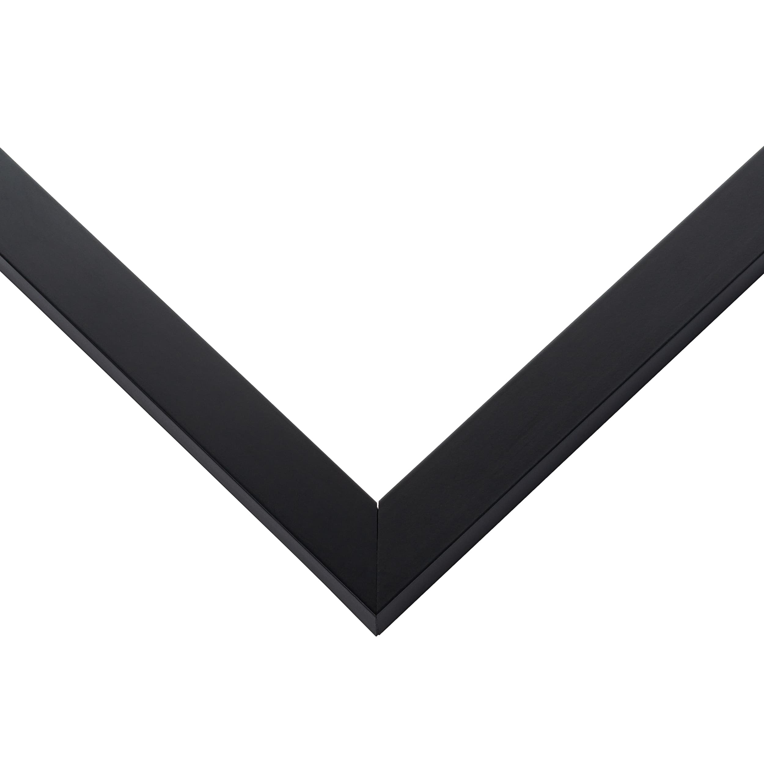 Black Wood picture frame corner detail showing clean minimalist profile with precision mitered joint and sleek matte black finish
