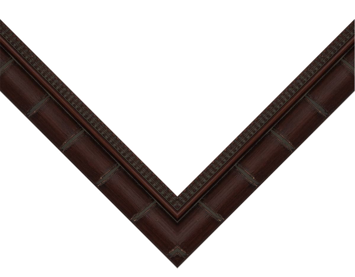 Wide Brown Bamboo Picture Frame corner detail showing rich dark brown finish with bamboo segment joints and decorative beading in substantial 1.5 inch profile