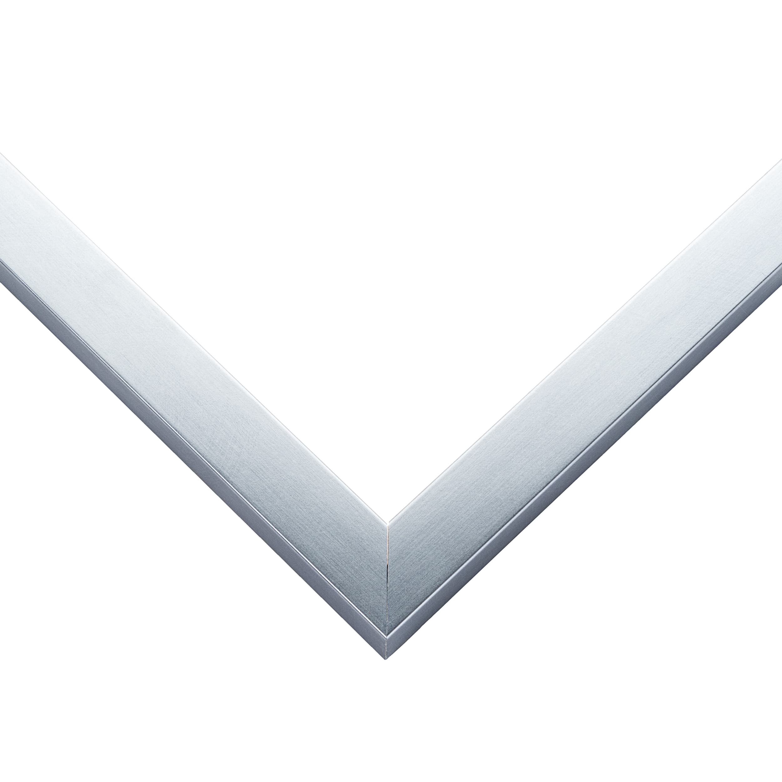 Silver Wood picture frame corner detail showing sleek metallic silver finish with clean modern profile and precision craftsmanship